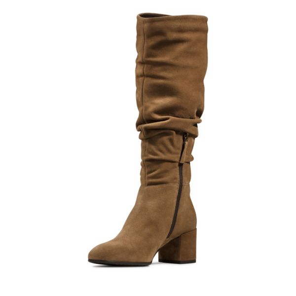 Clarks Womens Sheer Slouch Knee High Boots Brown | UK-1739086